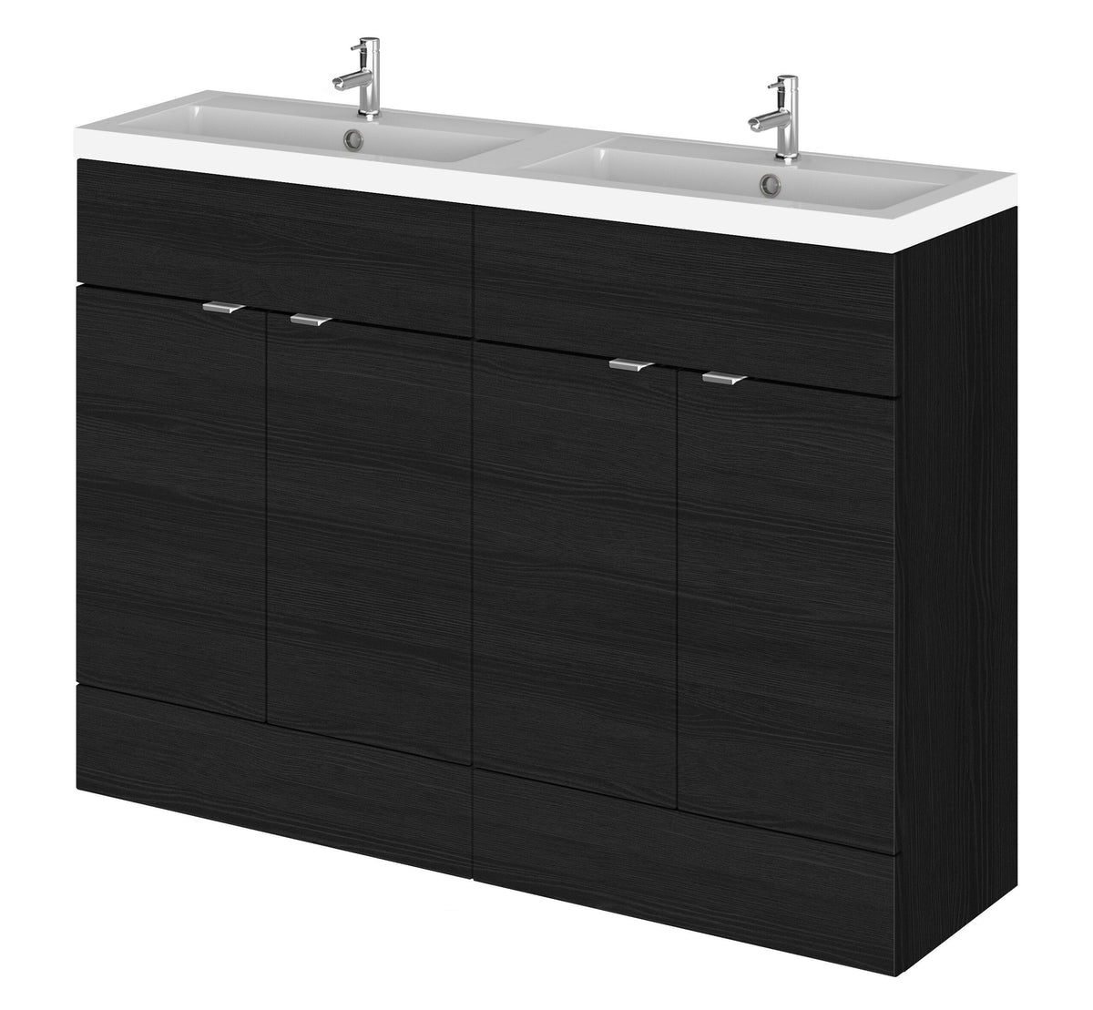 Hudson Reed Fusion 1200mm 4 Door Floor standing Vanity Unit With 2 Tap Holes Double Basin