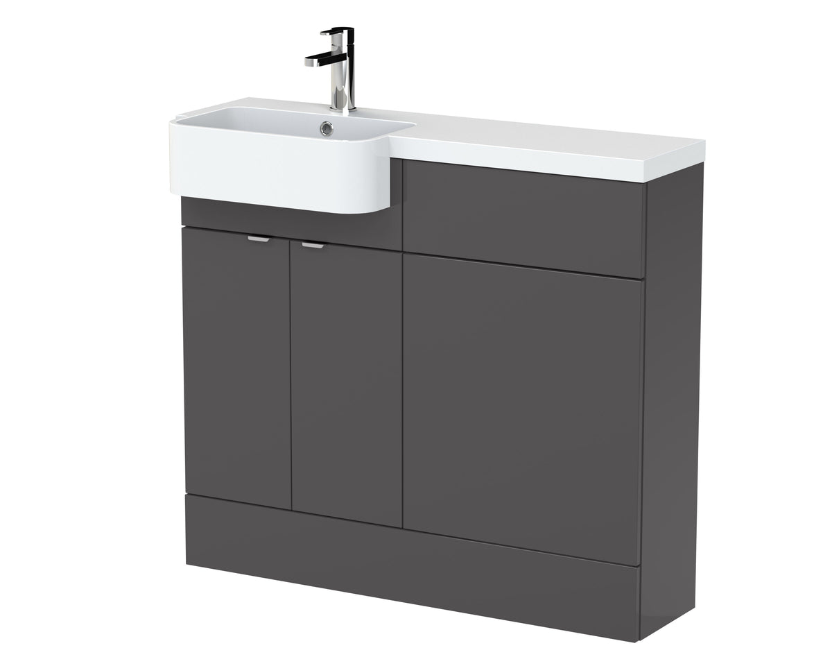 Hudson Reed Fusion 1000mm 2 Door Floor Standing Left-Hand Combination Unit With Polymarble Basin