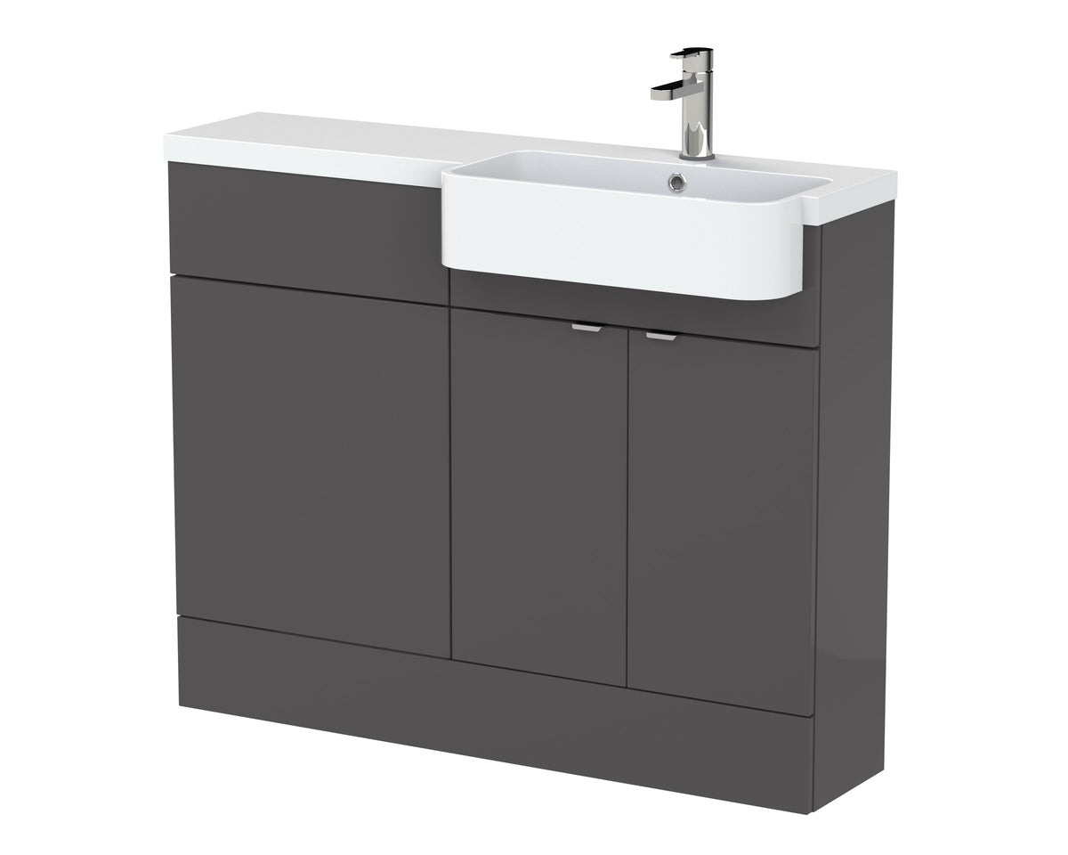 Hudson Reed Fusion 1100mm 2 Door Floor Standing Right-Hand Combination Unit With Polymarble Basin