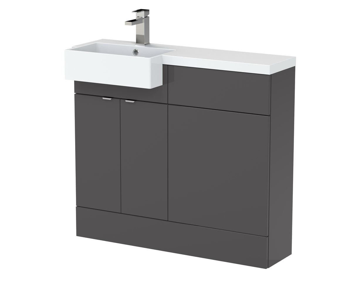 Hudson Reed Fusion 1000mm 2 Door Floor Standing Left-Hand Combination Unit With Polymarble Basin
