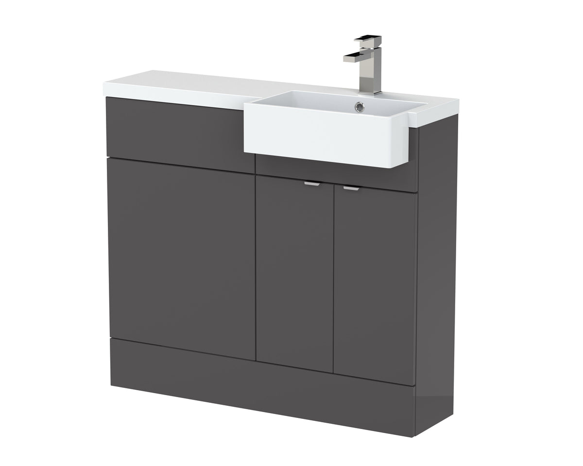 Hudson Reed Fusion 1000mm 2 Door Floor Standing Right-Hand Combination Unit With Polymarble Basin