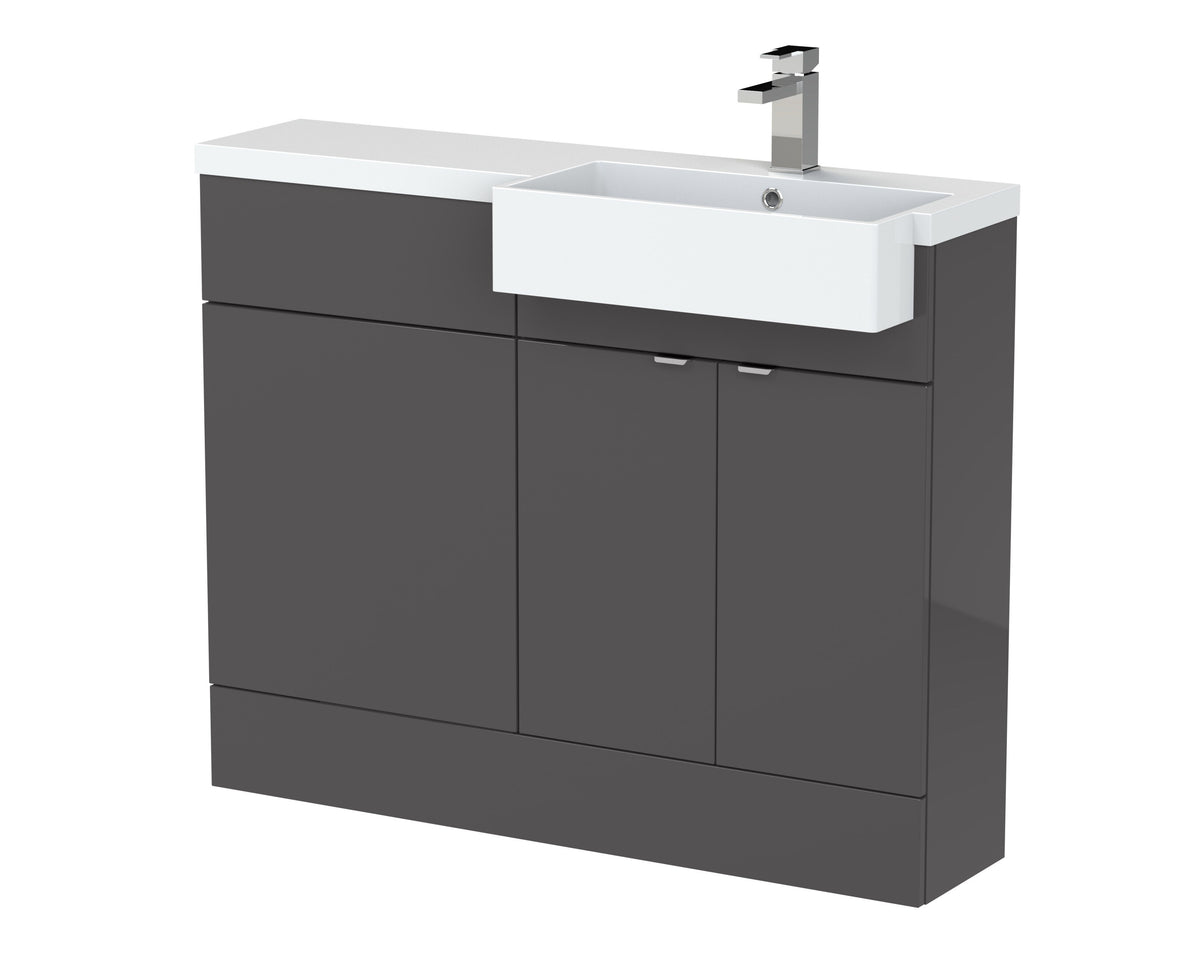 Hudson Reed Fusion 1100mm 2 Door Floor Standing Right-Hand Combination Unit With Polymarble Basin