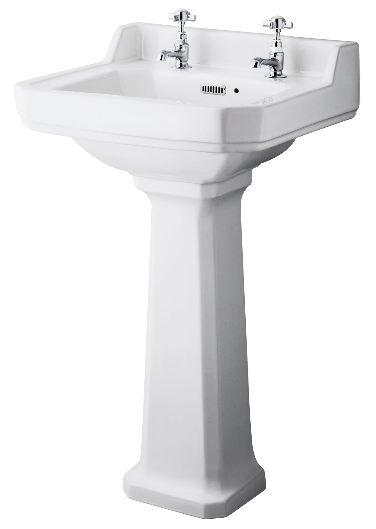 Old London Richmond 2 Tap Hole 500mm Ceramic Basin & Pedestal
