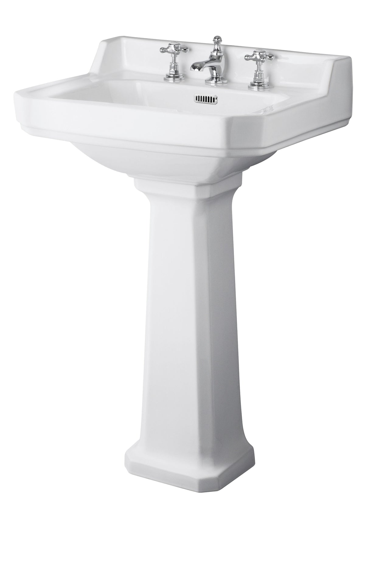 Old London Richmond 3 Tap Hole 560mm Ceramic Basin & Pedestal