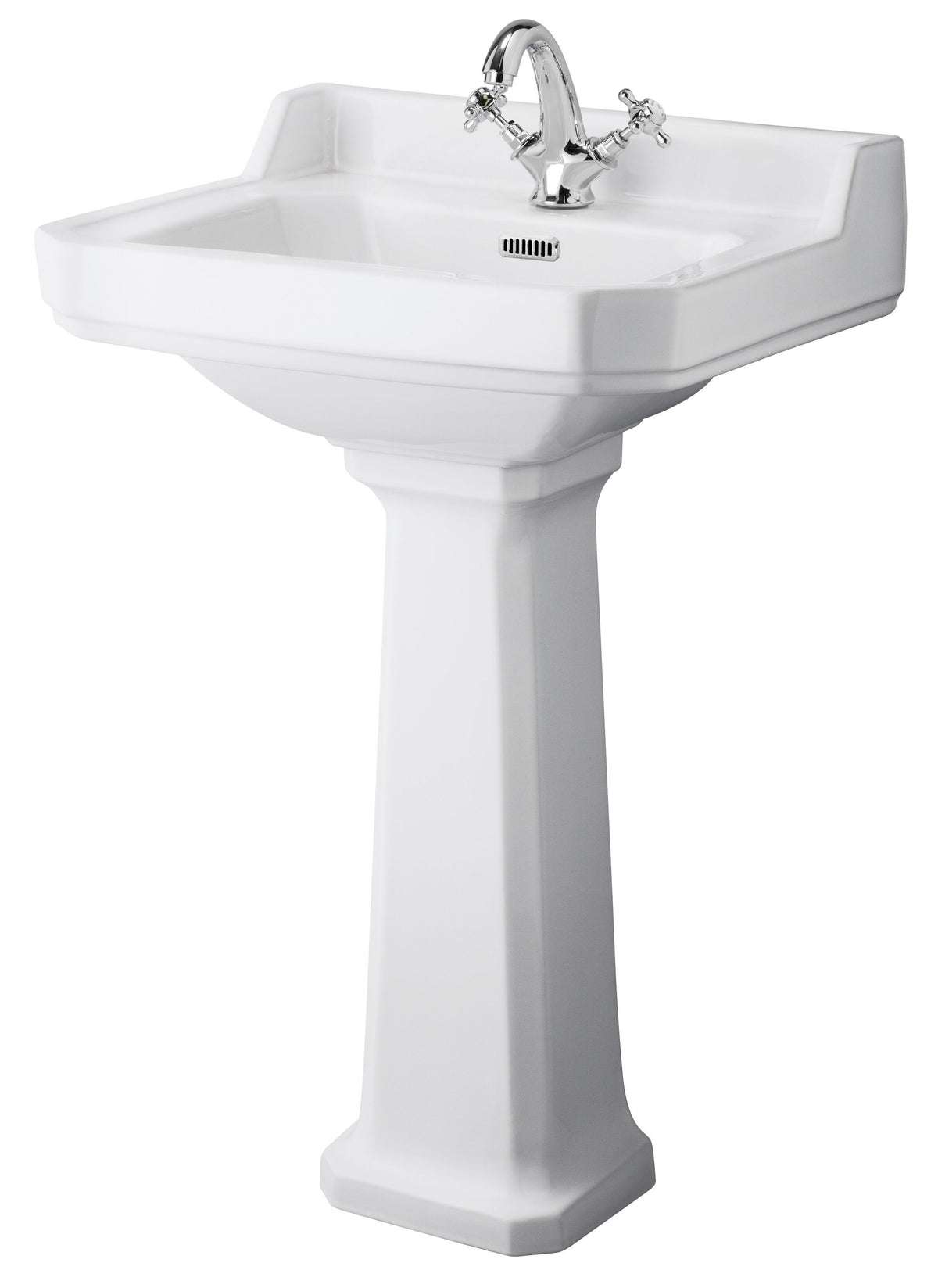 Old London Richmond 1 Tap Hole 560mm Ceramic Basin & Comfort Height Pedestal
