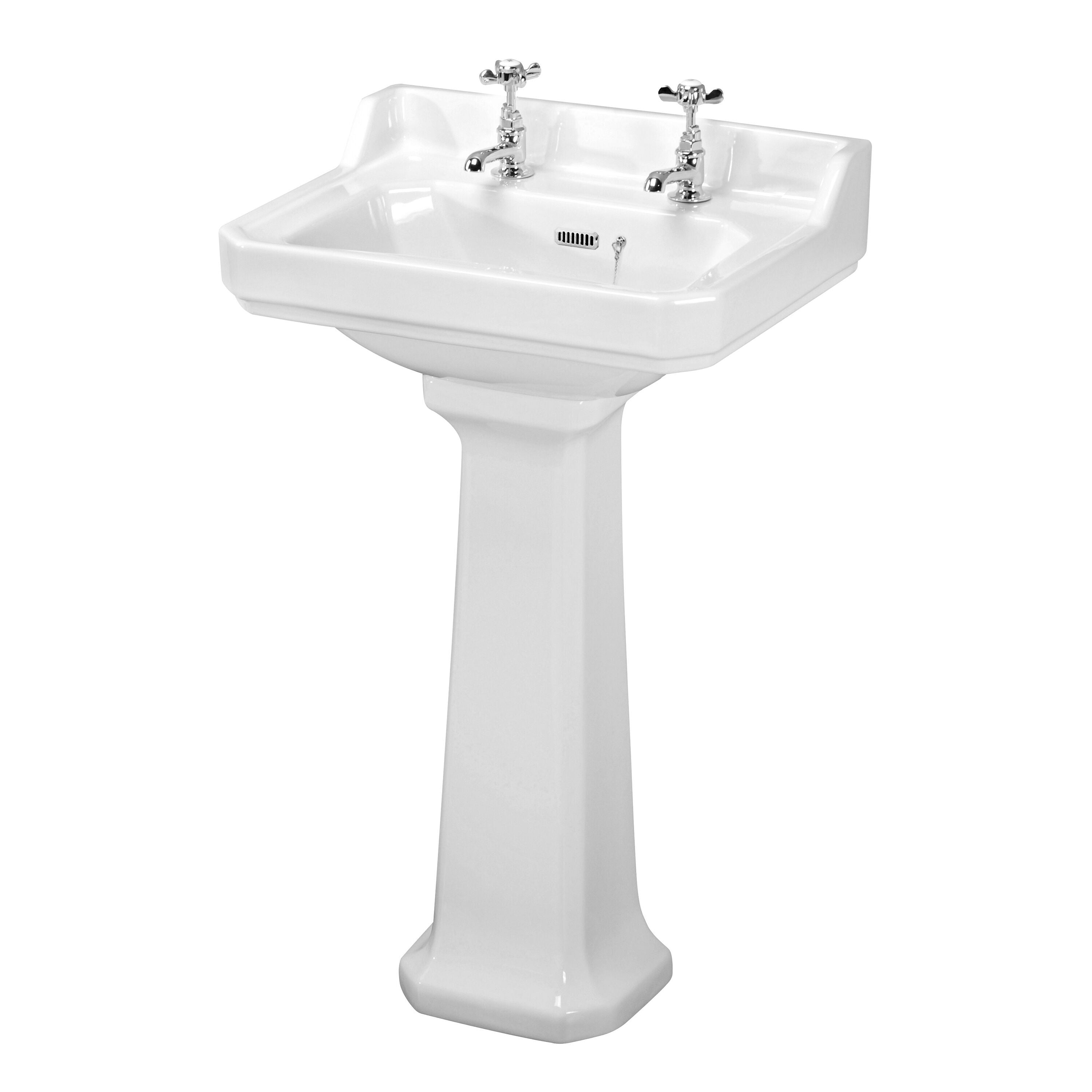 nuie Carlton 2 Tap Hole 560mm Ceramic Basin & Pedestal