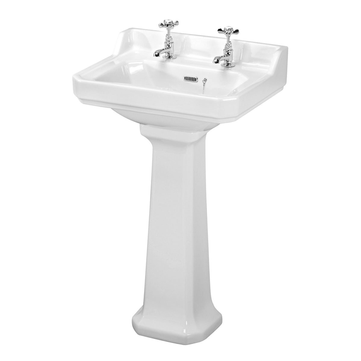 Nuie Carlton 2 Tap Hole 560mm Ceramic Basin & Pedestal