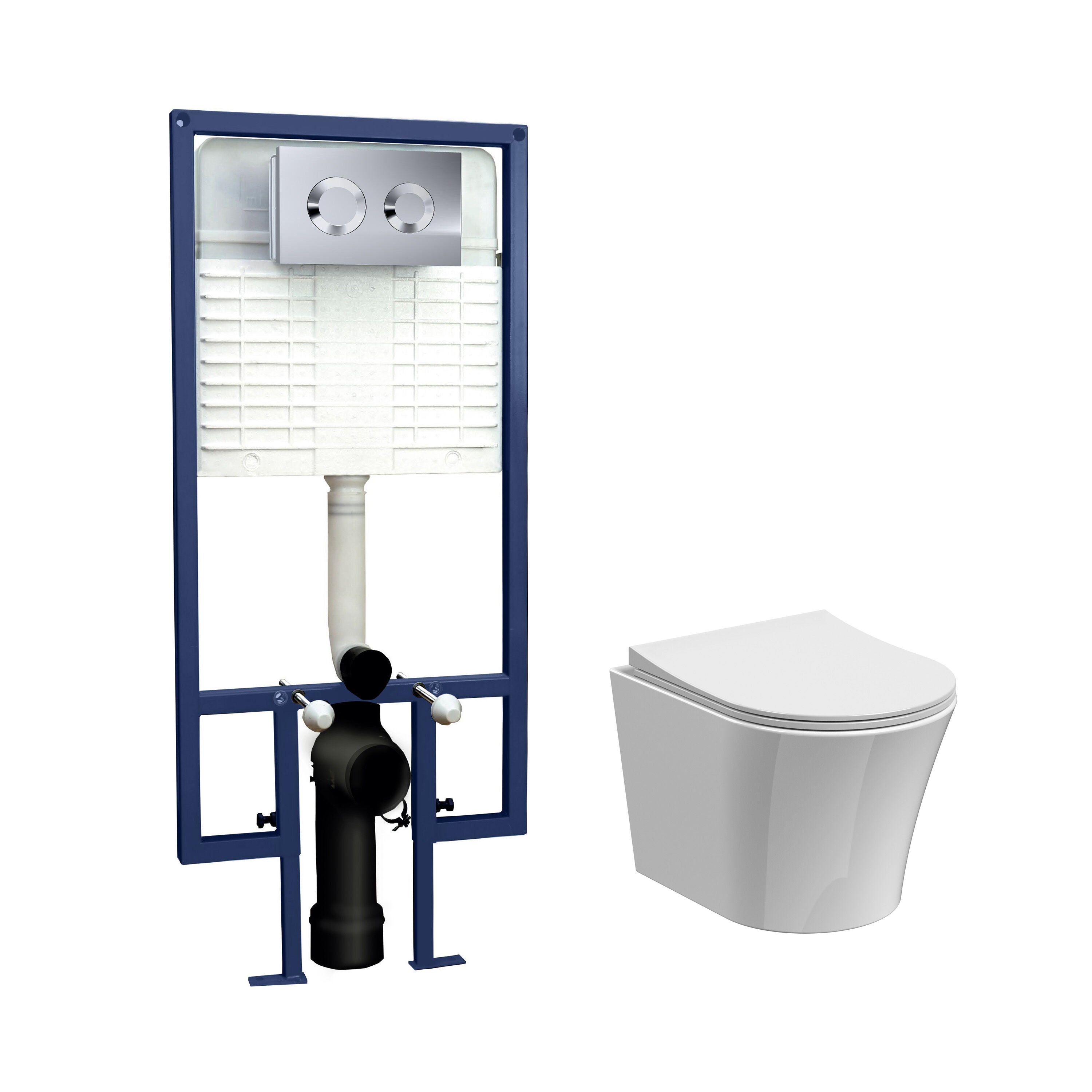 nuie 5in1 Round Wall Hung Pan & Concealed Chrome Cistern With Cistern