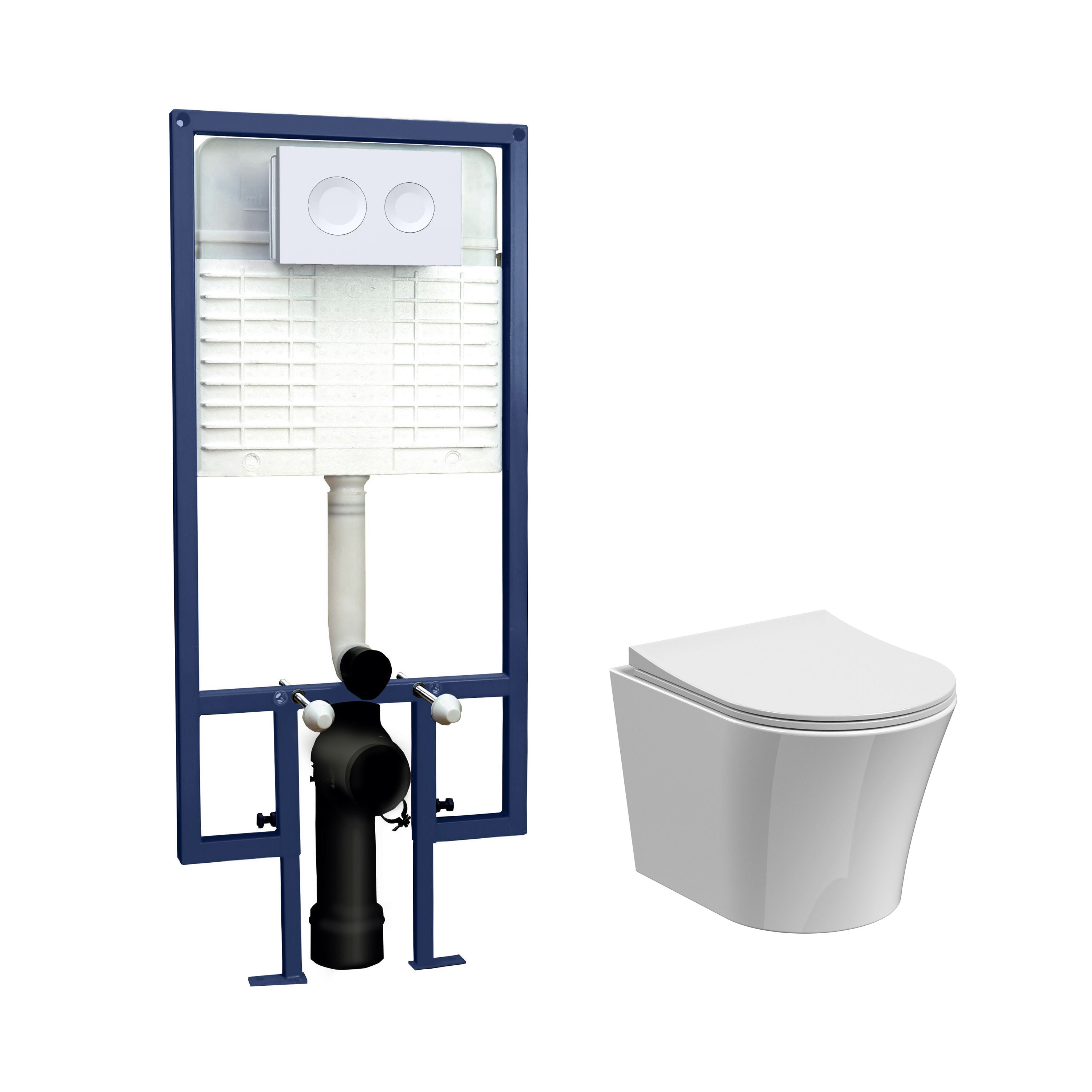 nuie 5in1 Round Wall Hung Pan & Concealed Cistern With Cistern