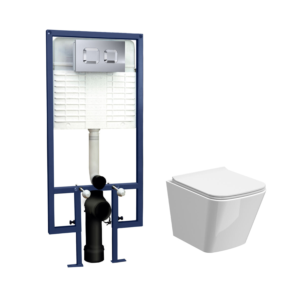 Nuie 5in1 Round Wall Hung Pan & Concealed Chrome Cistern With Cistern