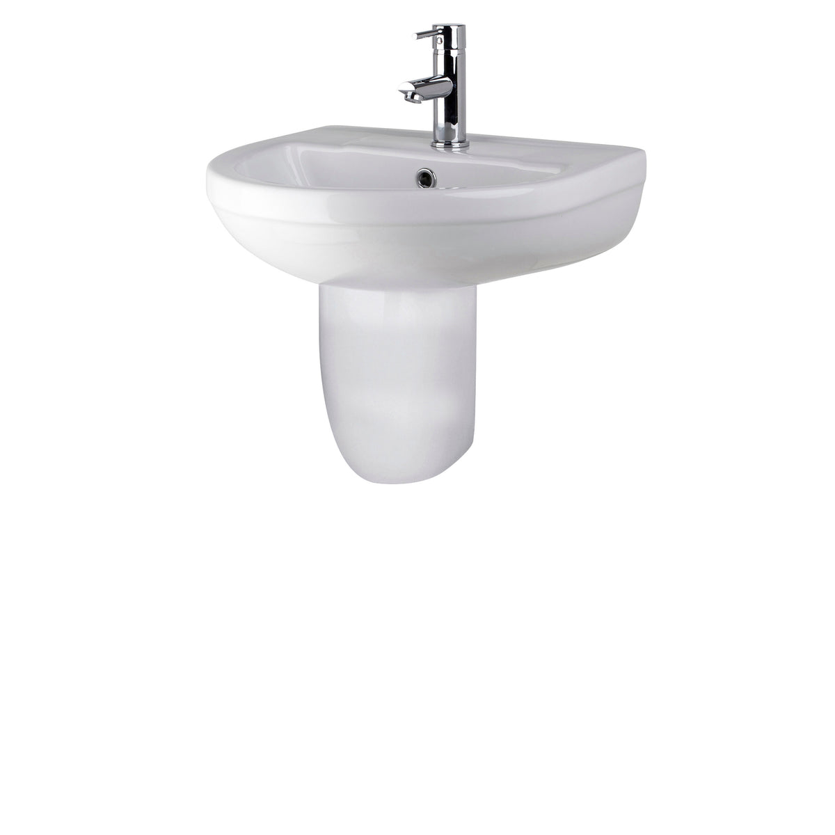 Nuie Harmony 1 Tap Hole 500mm Ceramic Basin & Semi Pedestal