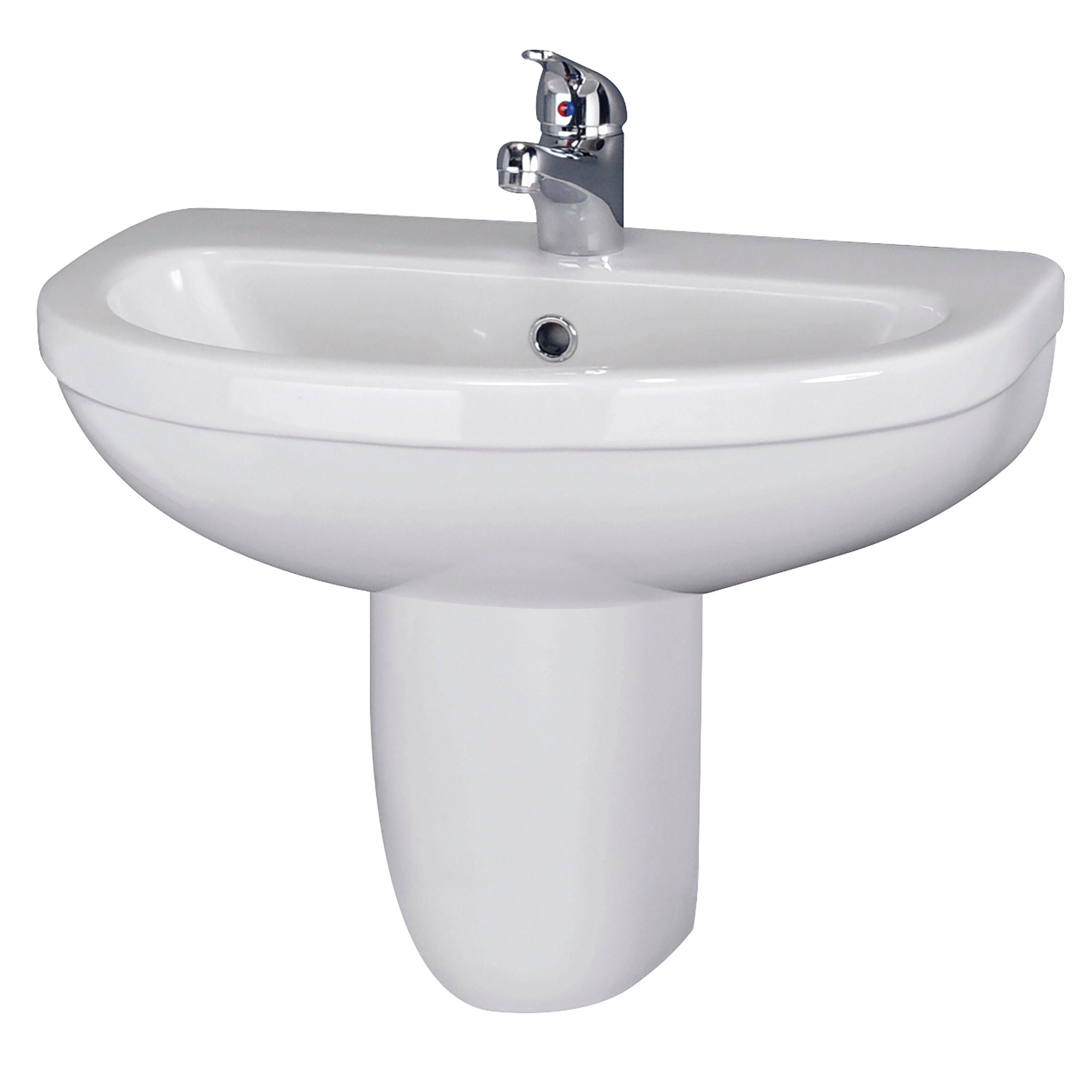 nuie Ivo 1 Tap Hole 550mm Ceramic Basin & Semi Pedestal