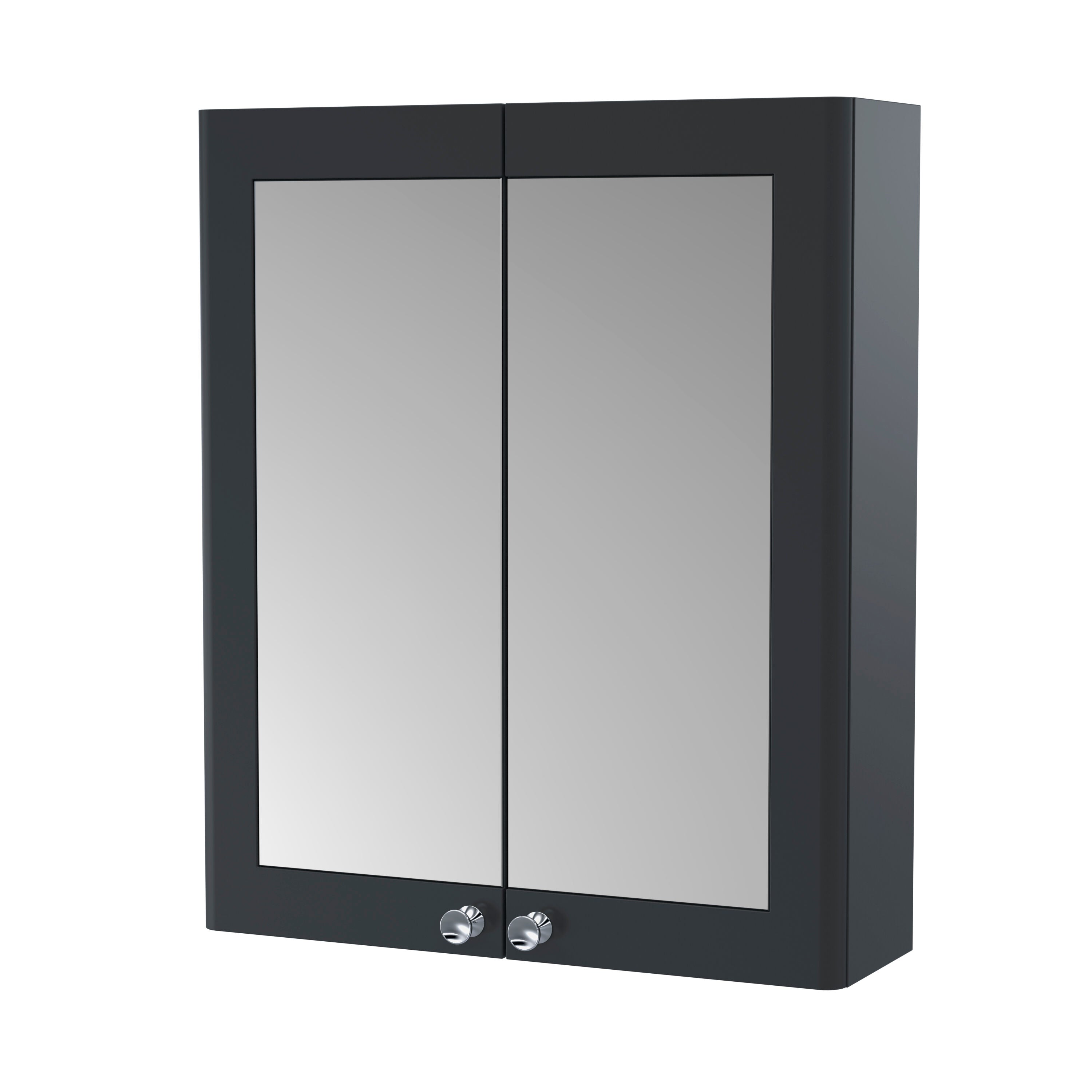 nuie Classique 600mm Soft Black Wall Hung Mirror Cabinet