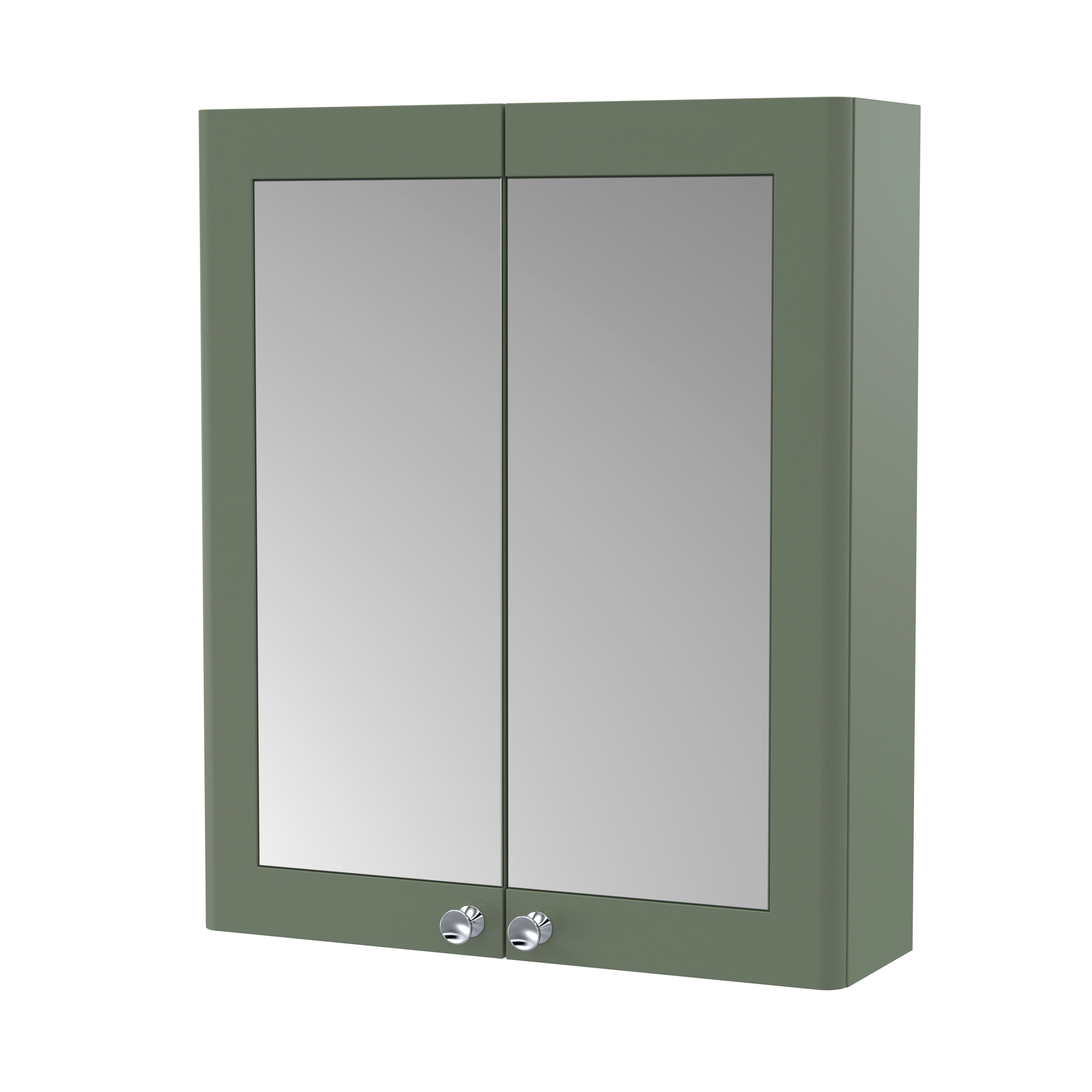 nuie Classique 600mm Satin Green Wall Hung Mirror Cabinet