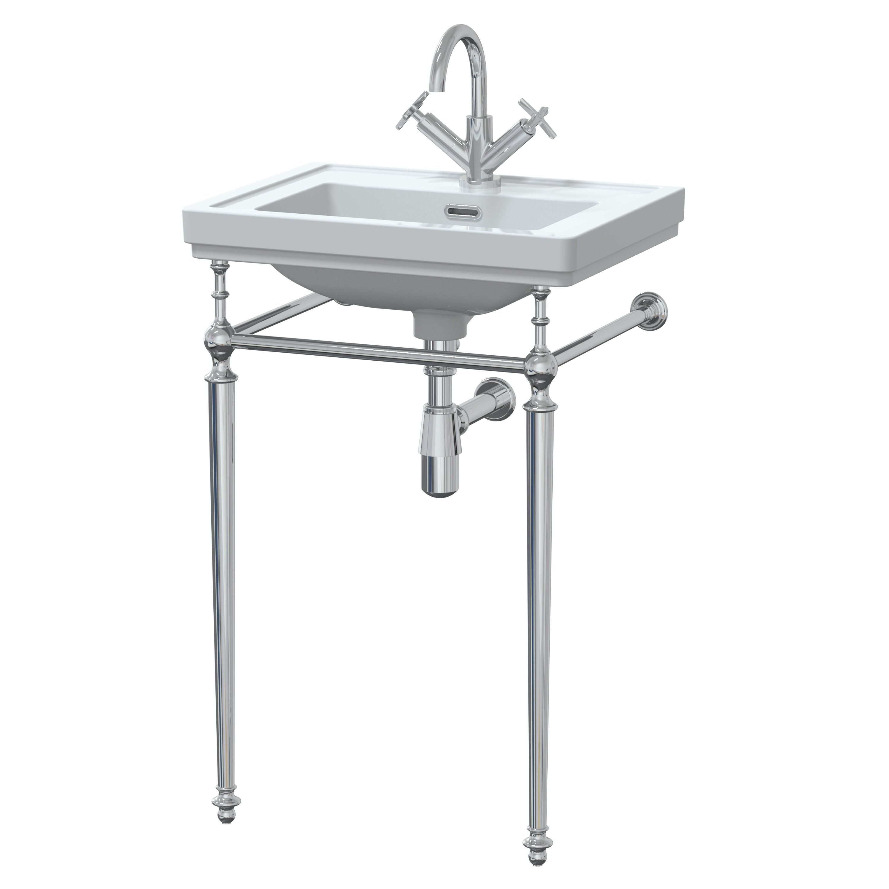 nuie Carlton 1 Tap Hole 530mm Traditional Ceramic Basin With Stand