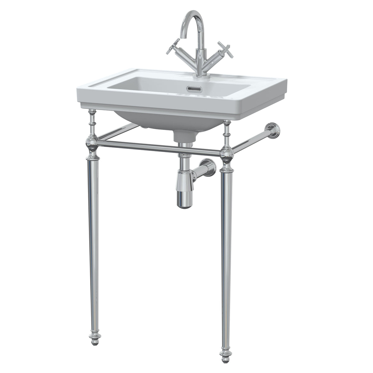 Nuie Carlton 1 Tap Hole 530mm Traditional Ceramic Basin With Stand