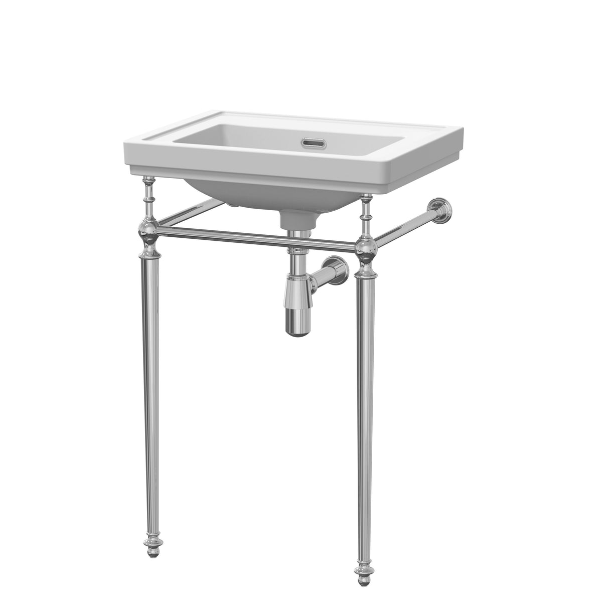 Nuie Carlton 0 Tap Hole 530mm Traditional Ceramic Basin With Stand