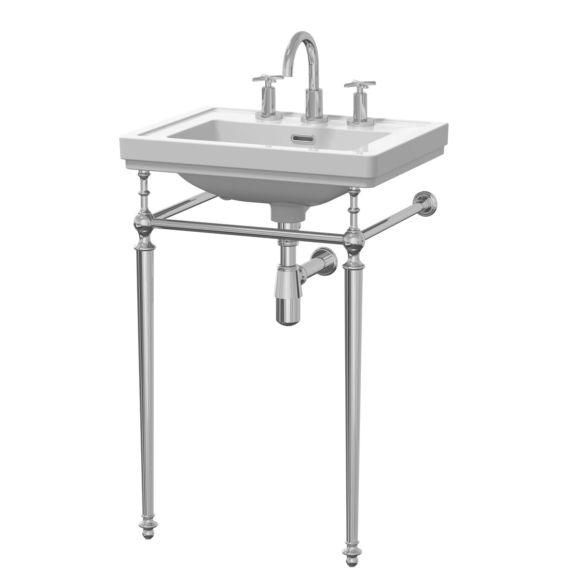 Nuie Carlton 3 Tap Hole 530mm Traditional Ceramic Basin With Stand