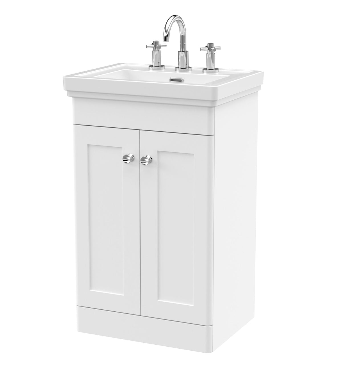 Nuie Classique 500mm 2 Door Floor Standing Vanity Unit With 3 Tap Hole Basin
