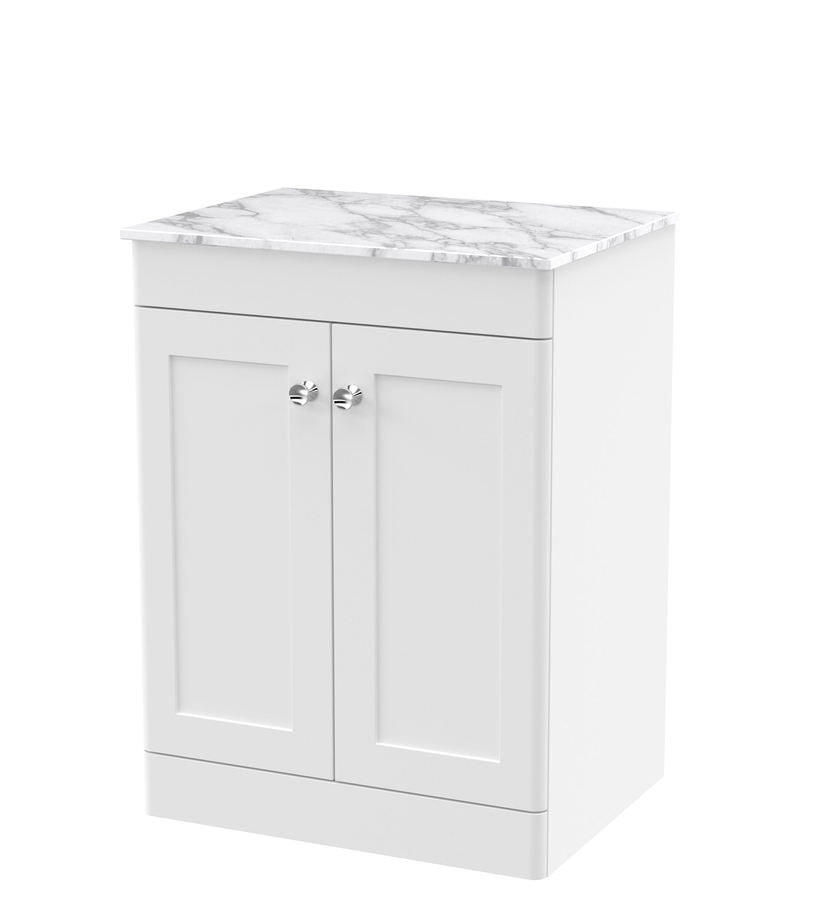 nuie Classique 600mm 2 Door Floor Standing Vanity Unit With Carrara Marble Worktop