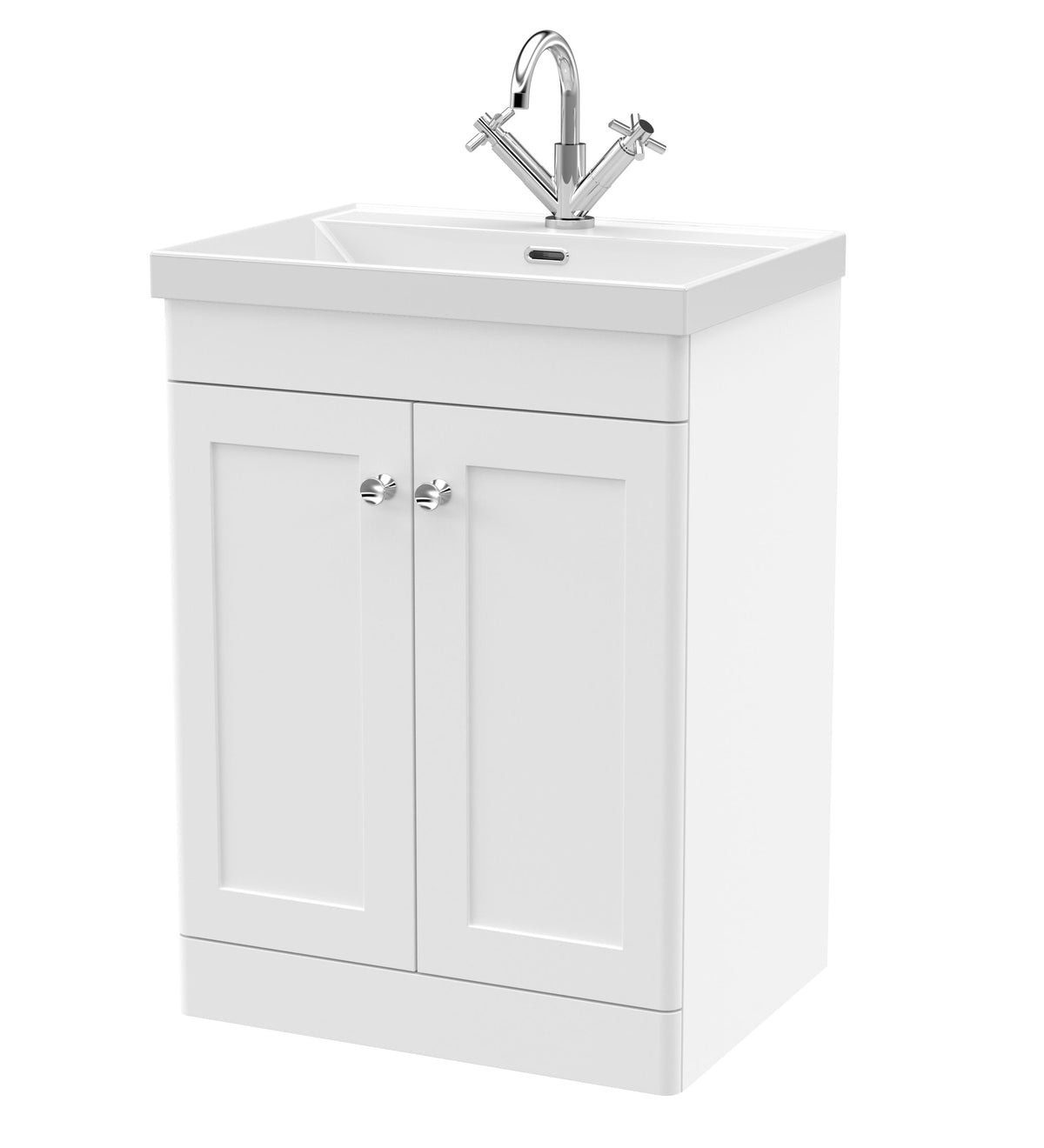 Nuie Classique 600mm 2 Door Floor Standing Vanity Unit With 1 Tap Hole Thin Edge Basin