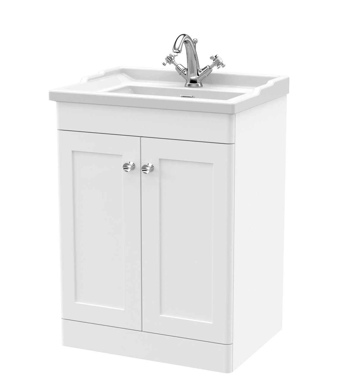 Nuie Classique 600mm 2 Door Floor Standing Vanity Unit With 1 Tap Hole Basin