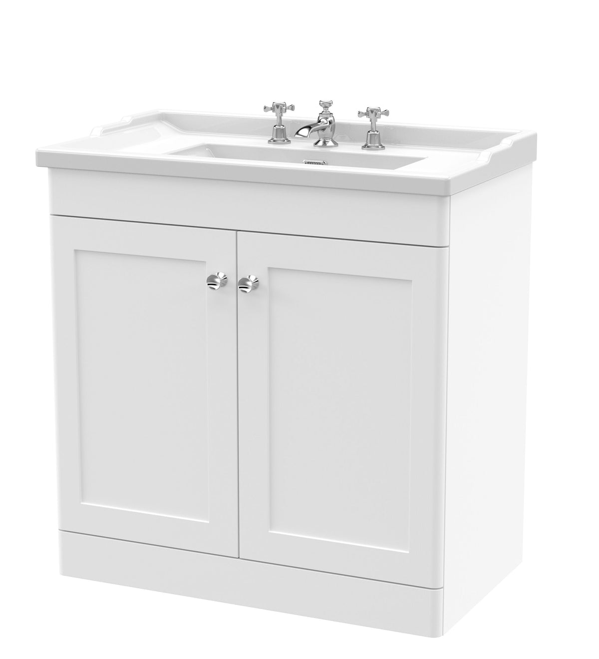 Nuie Classique 800mm 2 Door Floor Standing Vanity Unit With 3 Tap Hole Basin