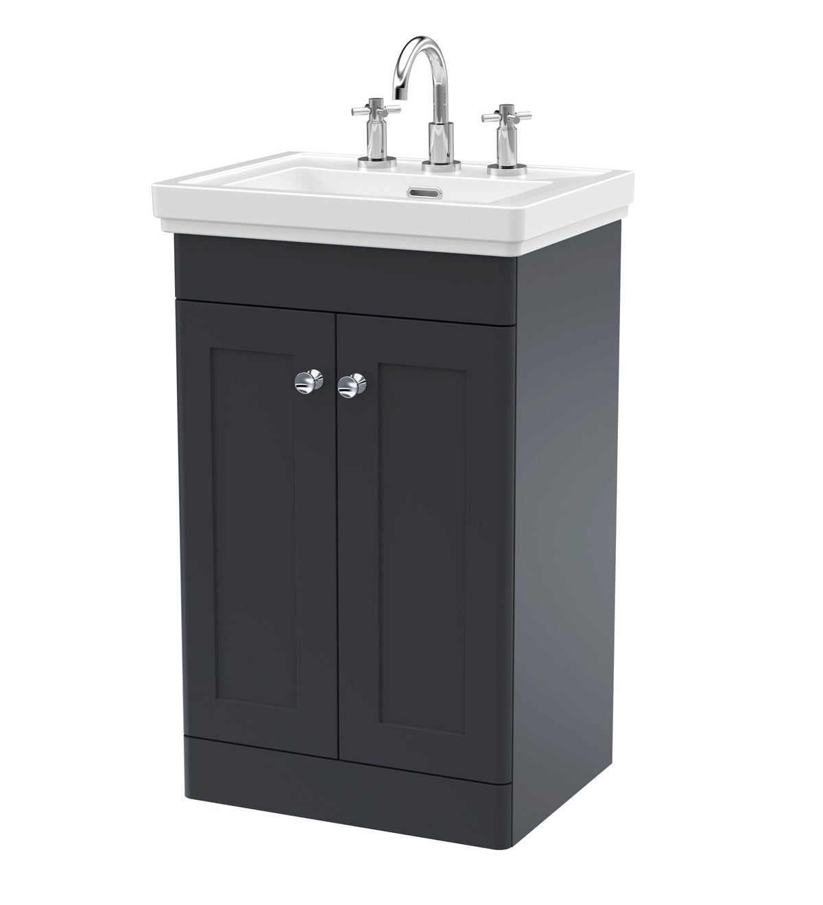 Nuie Classique 500mm 2 Door Floor Standing Vanity Unit With 3 Tap Hole Basin