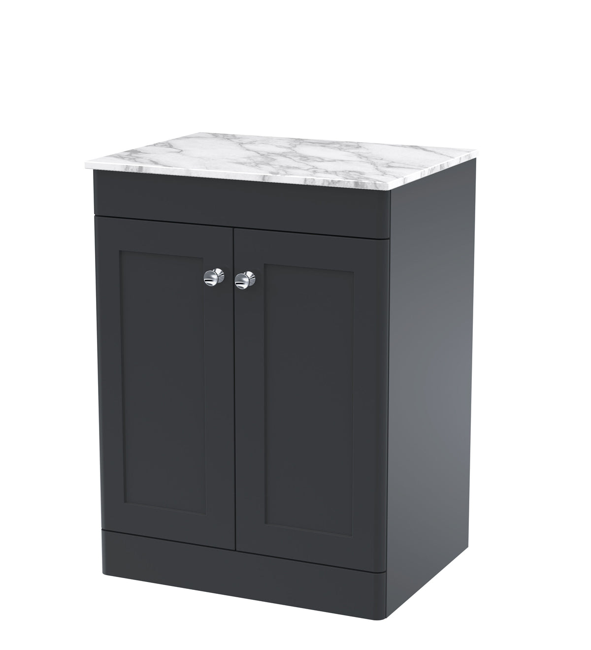 Nuie Classique 600mm 2 Door Floor Standing Vanity With Carrara Marble Worktop
