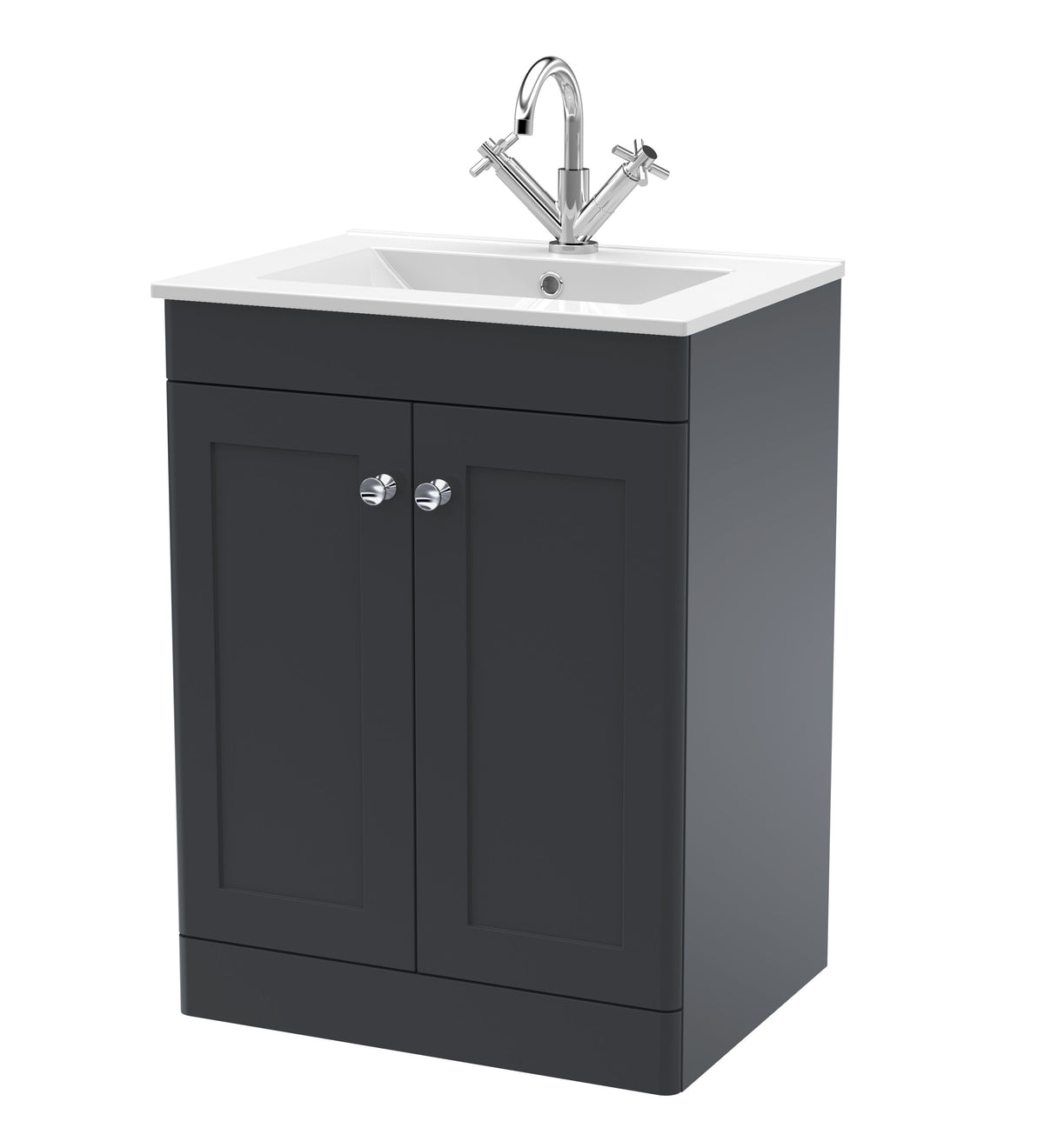 Nuie Classique 600mm 2 Door Floor Standing Vanity Unit With 1 Tap Hole Basin