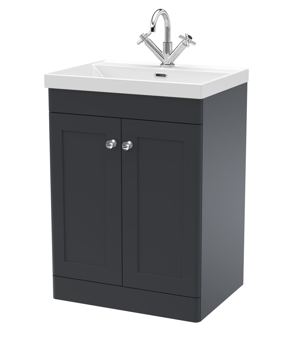Nuie Classique 600mm 2 Door Floor Standing Vanity Unit With 1 Tap Hole Thin Edge Basin