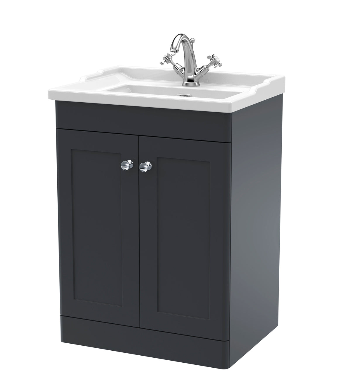 Nuie Classique 600mm 2 Door Floor Standing Vanity Unit With 1 Tap Hole Basin
