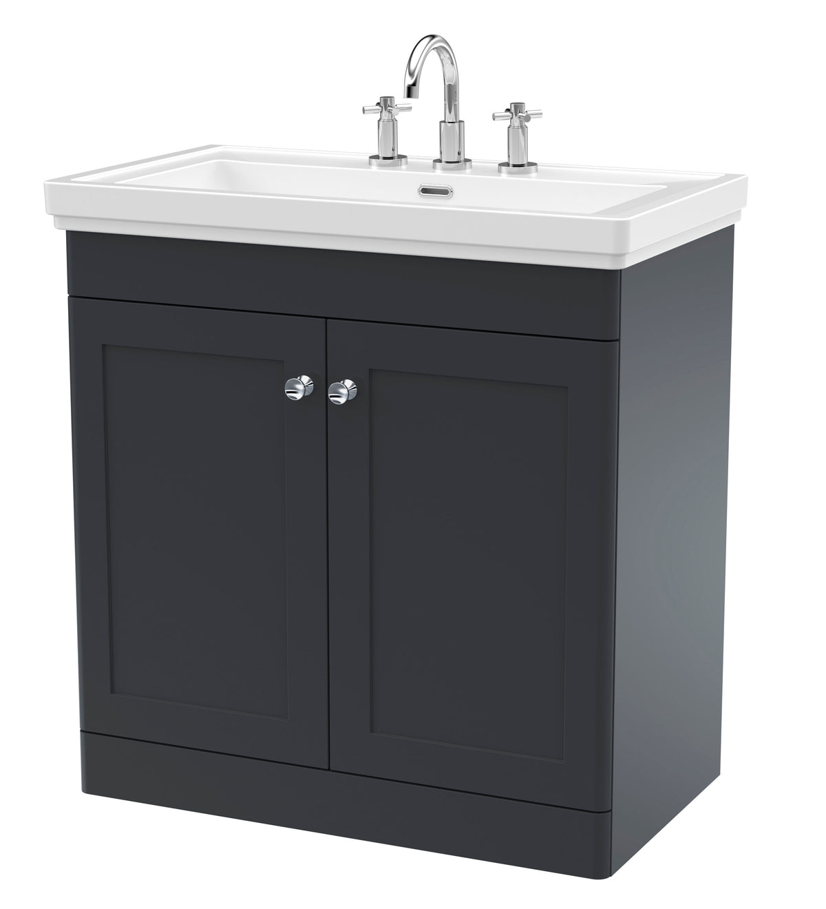 Nuie Classique 800mm 2 Door Floor Standing Vanity Unit With 3 Tap Hole Basin
