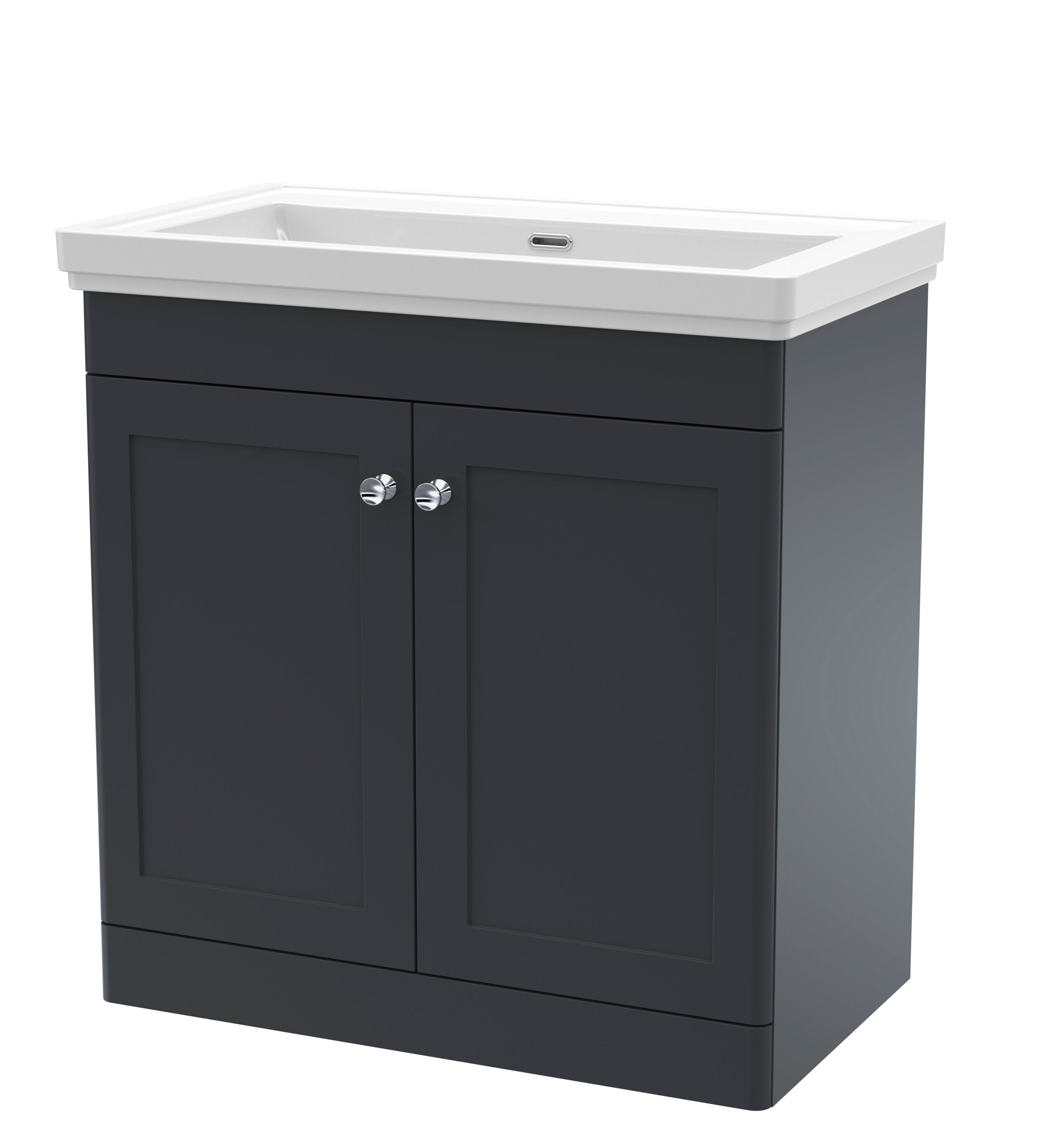 nuie Classique 800mm Soft Black 2 Door Floor Standing Vanity Unit With Basin