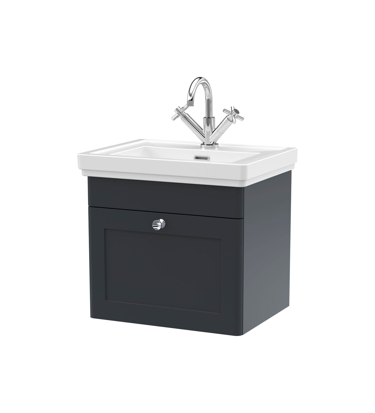Nuie Classique 500mm 1 Drawer Wall Hung Vanity Unit With 1 Tap Hole Basin