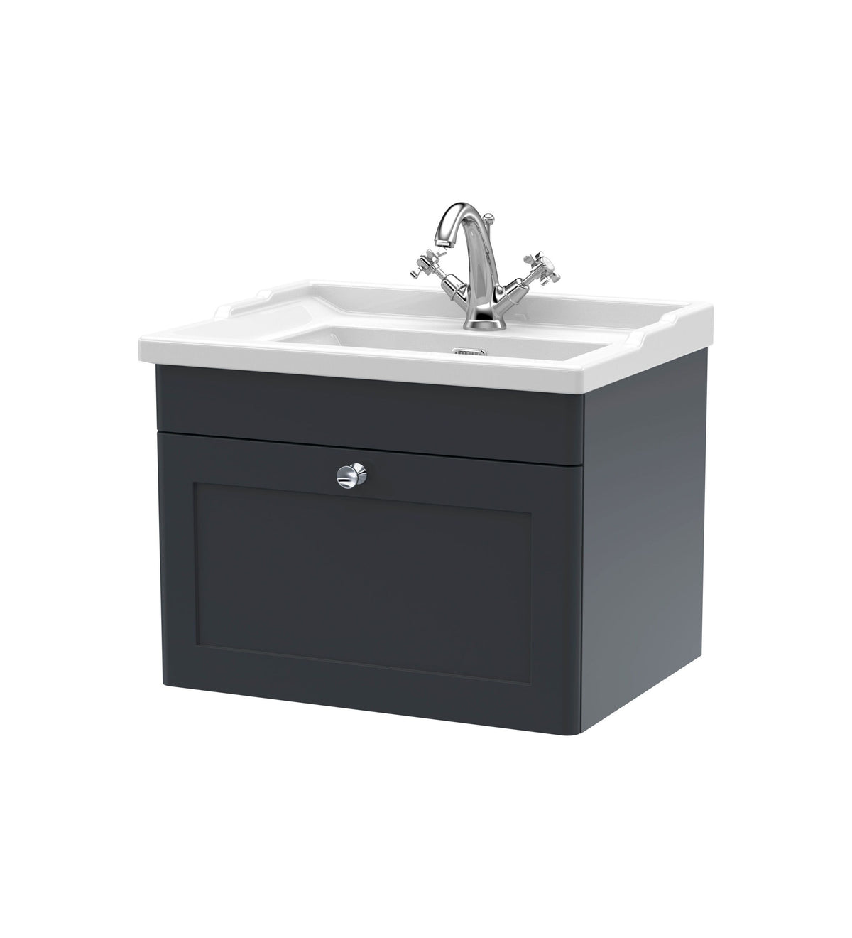 Nuie Classique 600mm 1 Drawer Wall Hung Vanity Unit With 1 Tap Hole Basin