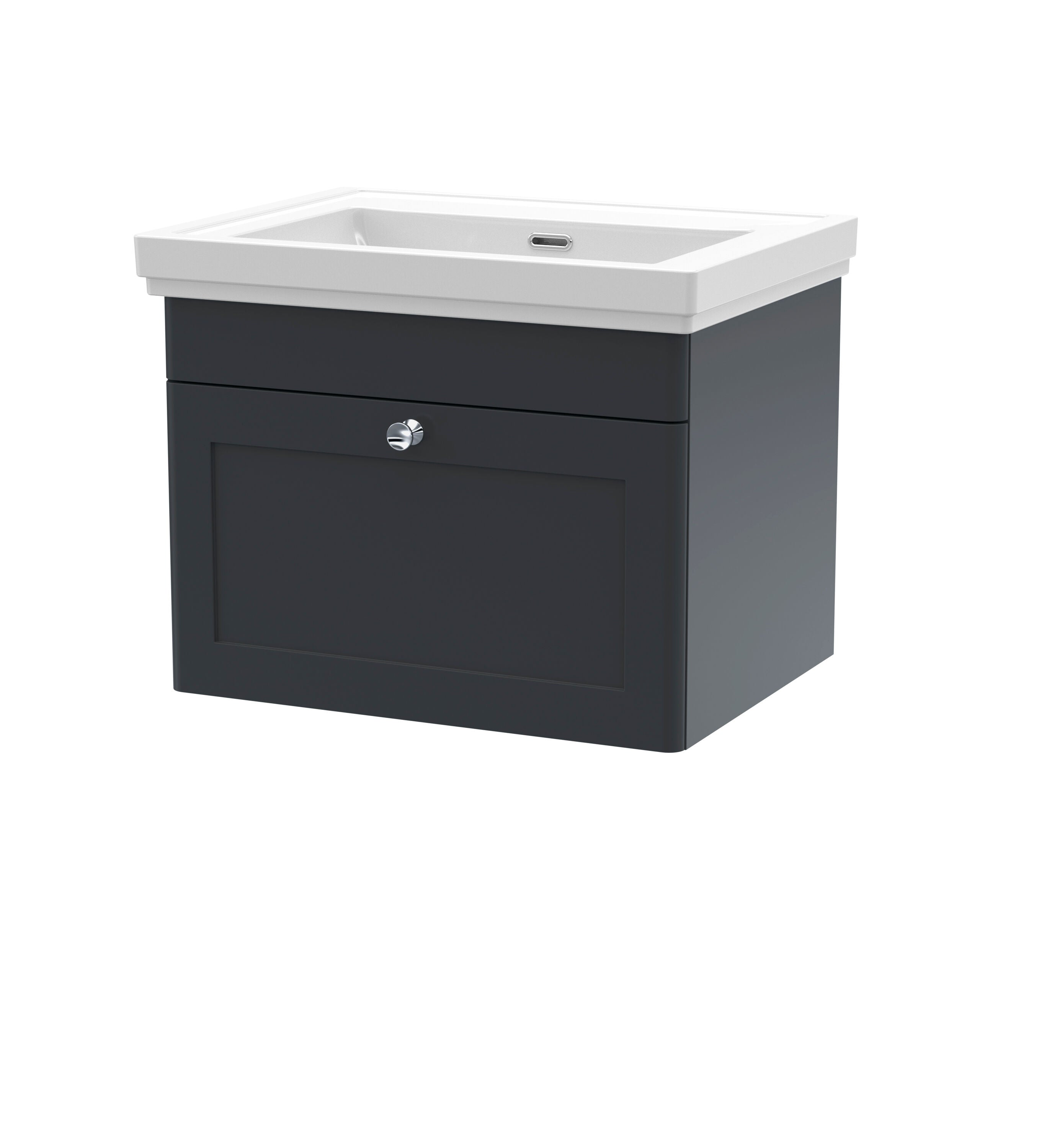 nuie Classique 600mm Soft Black 1 Drawer Wall Hung Vanity Unit With Basin
