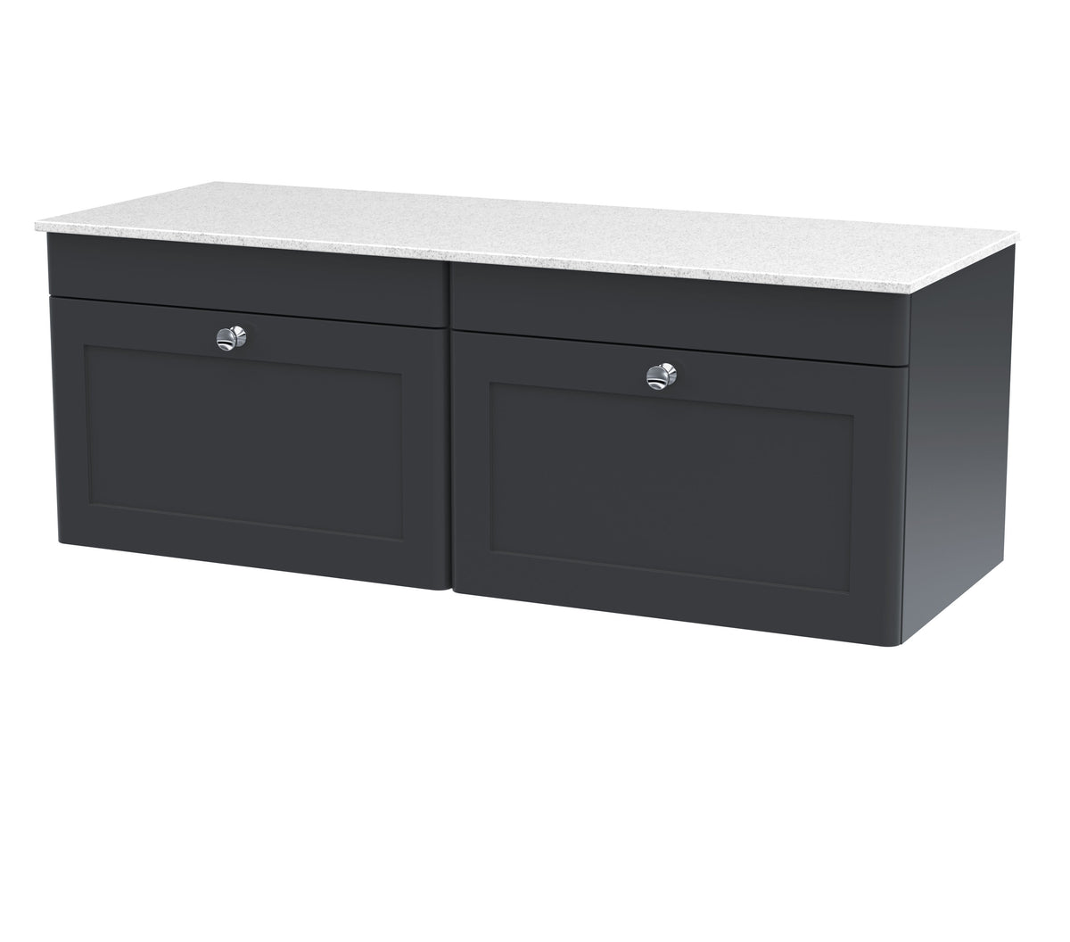 Nuie Classique 1200mm 2 Drawer Wall Hung Vanity With White Marble Worktop