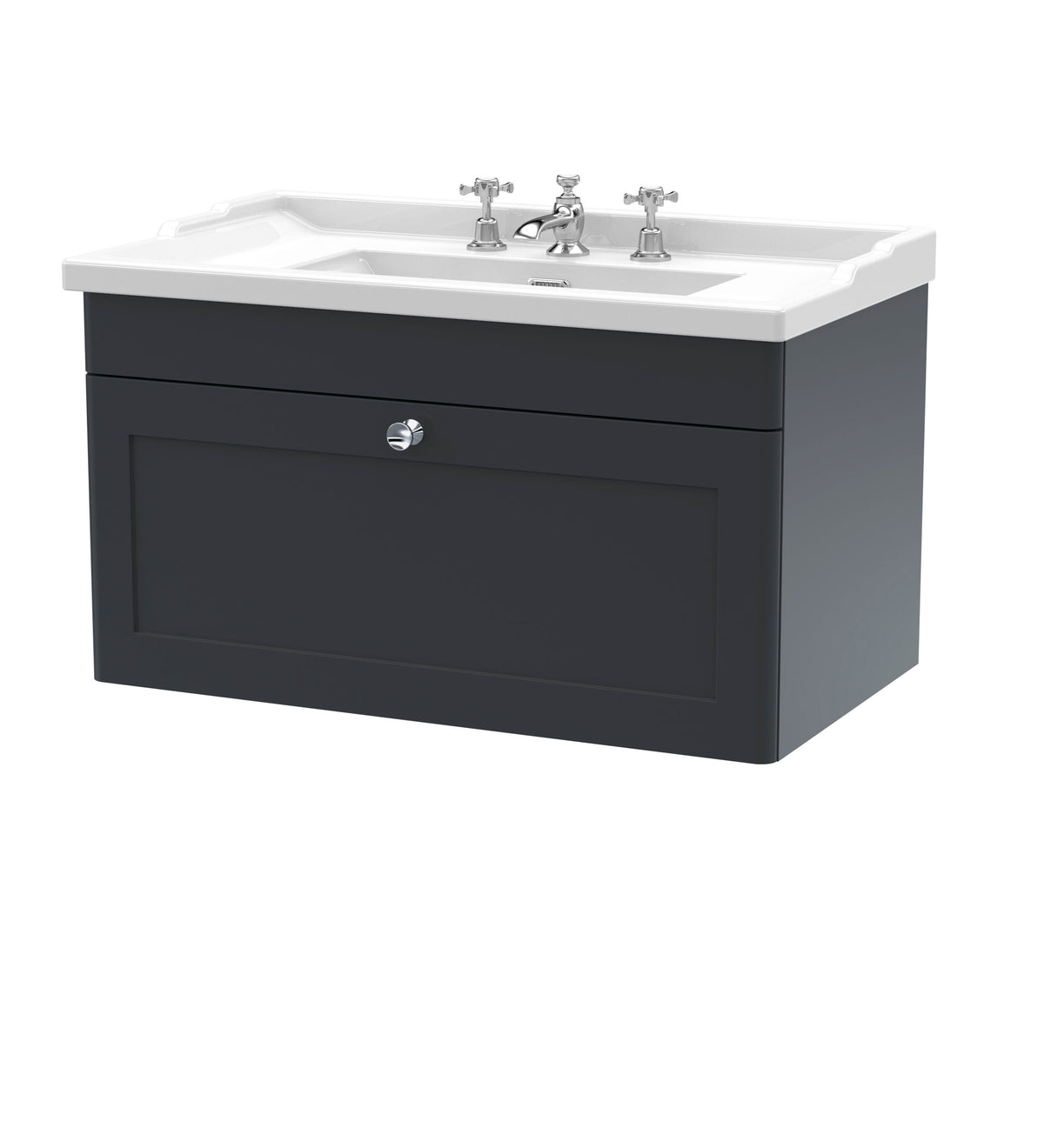 Nuie Classique 800mm 1 Drawer Wall Hung Vanity Unit With 3 Tap Hole Basin