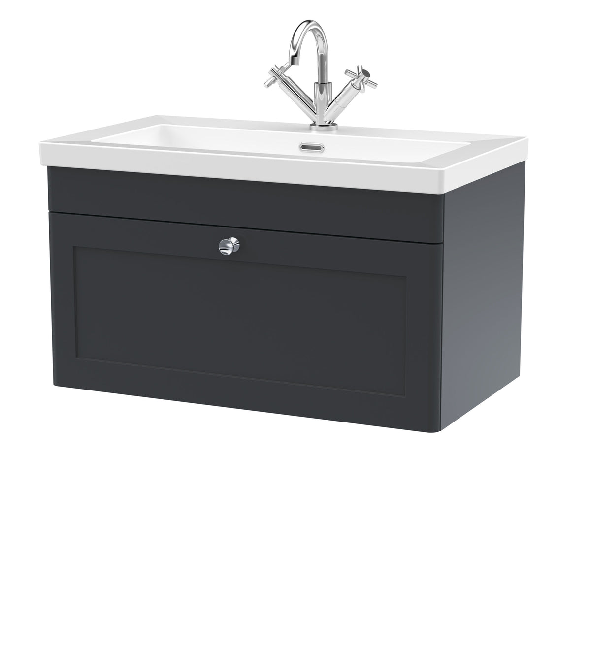 Nuie Classique 800mm 1 Drawer Wall Hung Vanity Unit With 1 Tap Hole Fireclay Basin