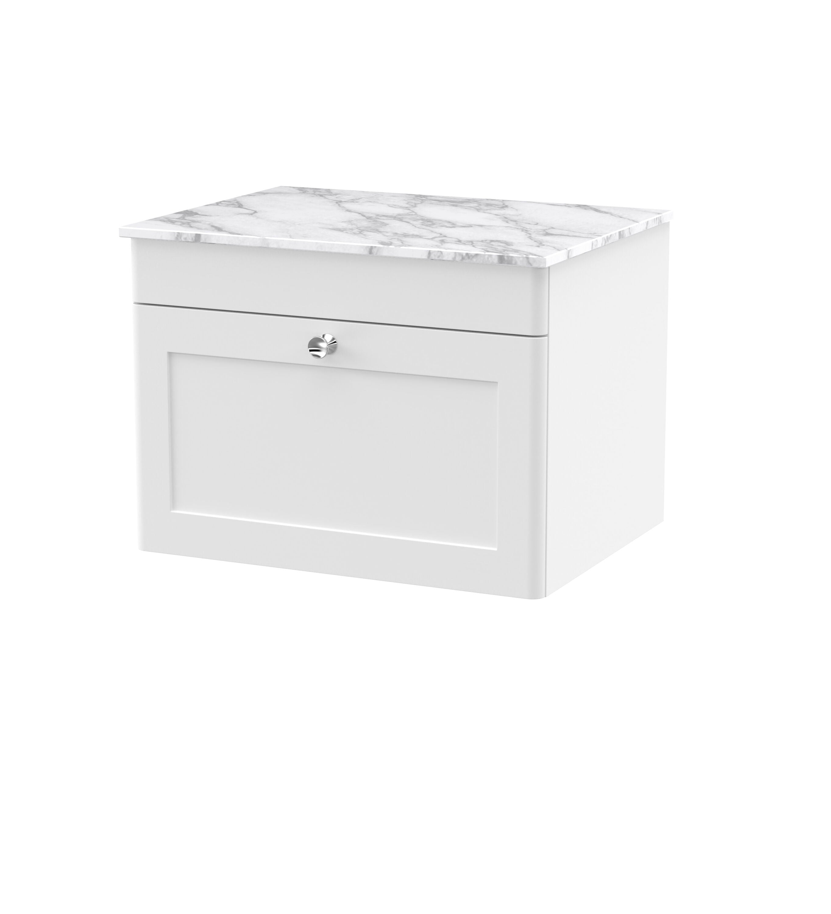 nuie Classique 600mm 1 Drawer Wall Hung Vanity With Carrara Marble Worktop Marble