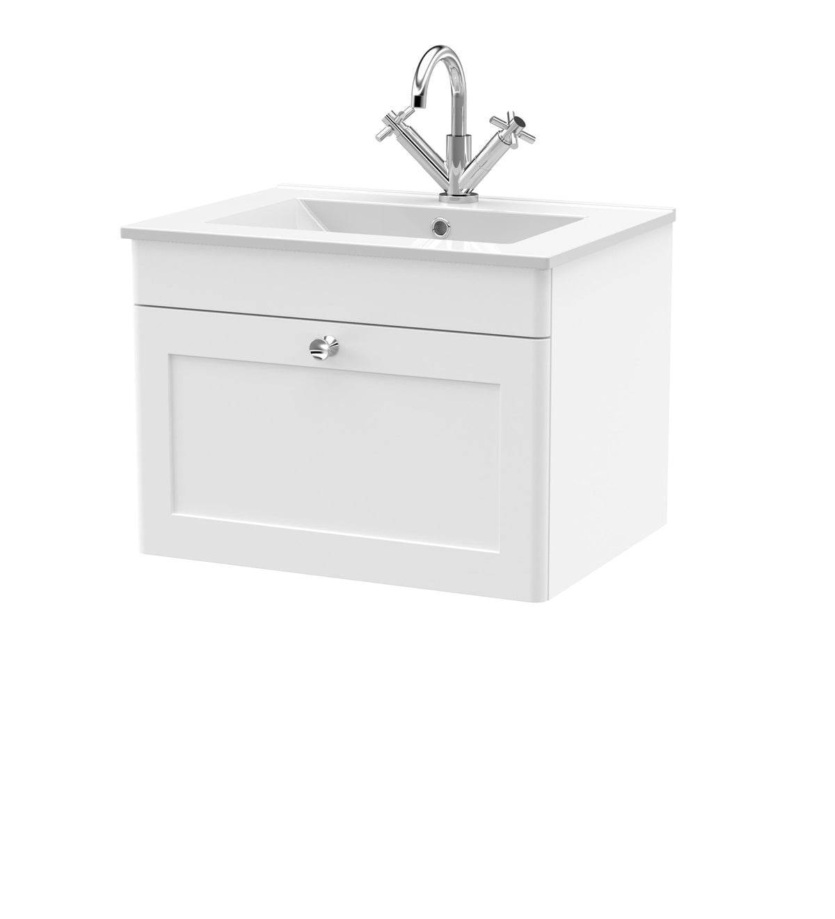 Nuie Classique 600mm 1 Drawer Wall Hung Vanity Unit With 1 Tap Hole Basin