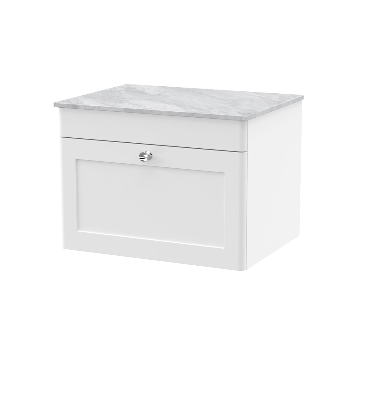 Nuie Classique 600mm 1 Drawer Wall Hung Vanity Unit With Grey Marble Worktop