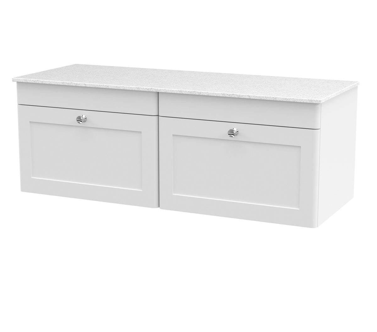 Nuie Classique 1200mm 2 Drawer Wall Hung Vanity With White Marble Worktop