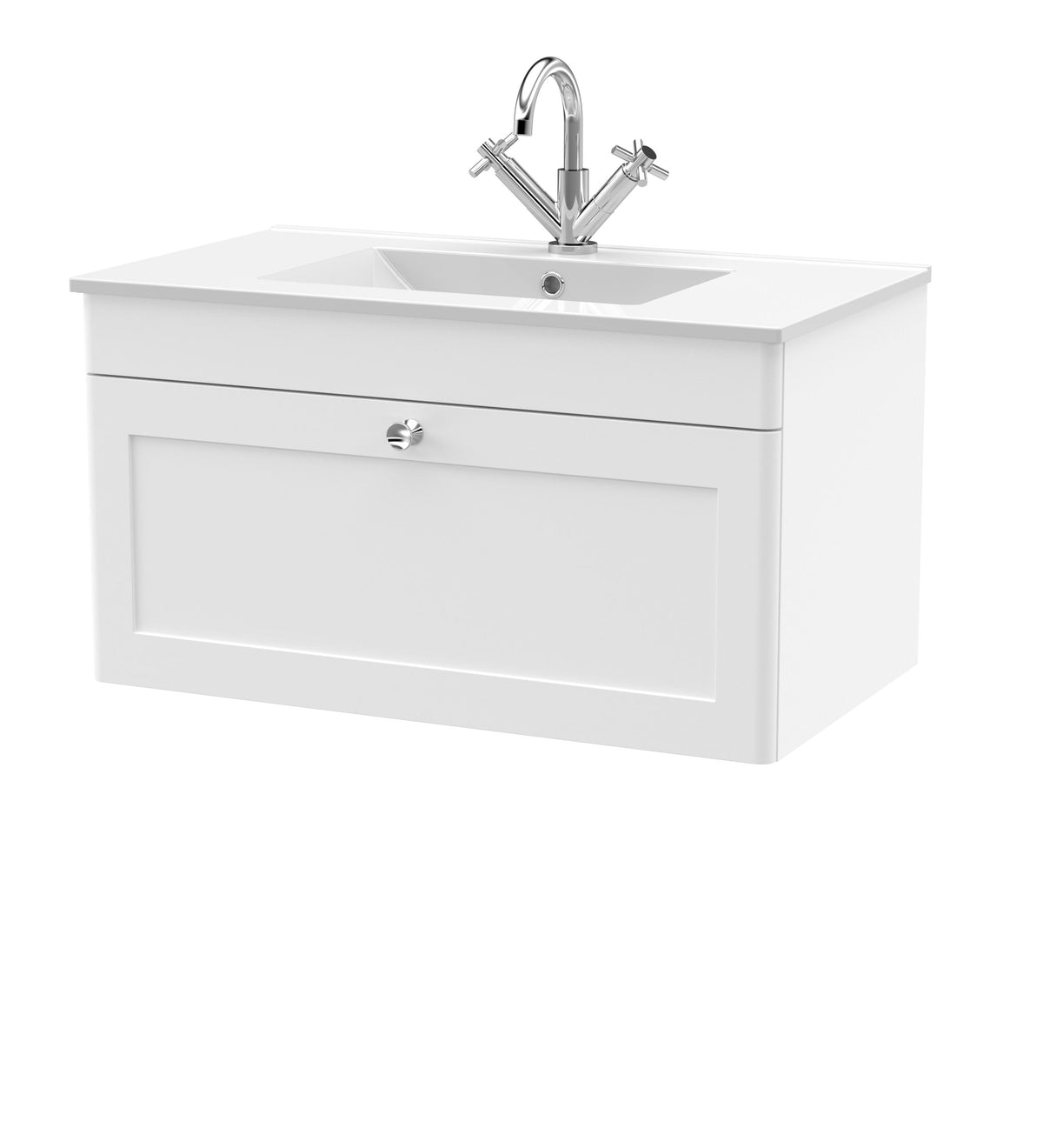 Nuie Classique 800mm 1 Drawer Wall Hung Vanity Unit With 1 Tap Hole Basin
