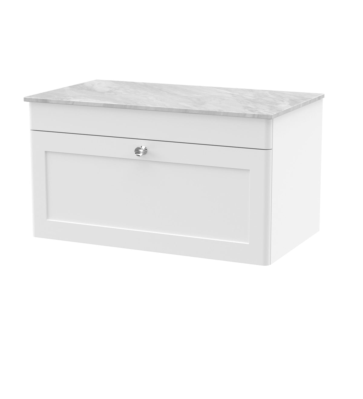 Nuie Classique 800mm 1 Drawer Wall Hung Vanity With Grey Marble Worktop