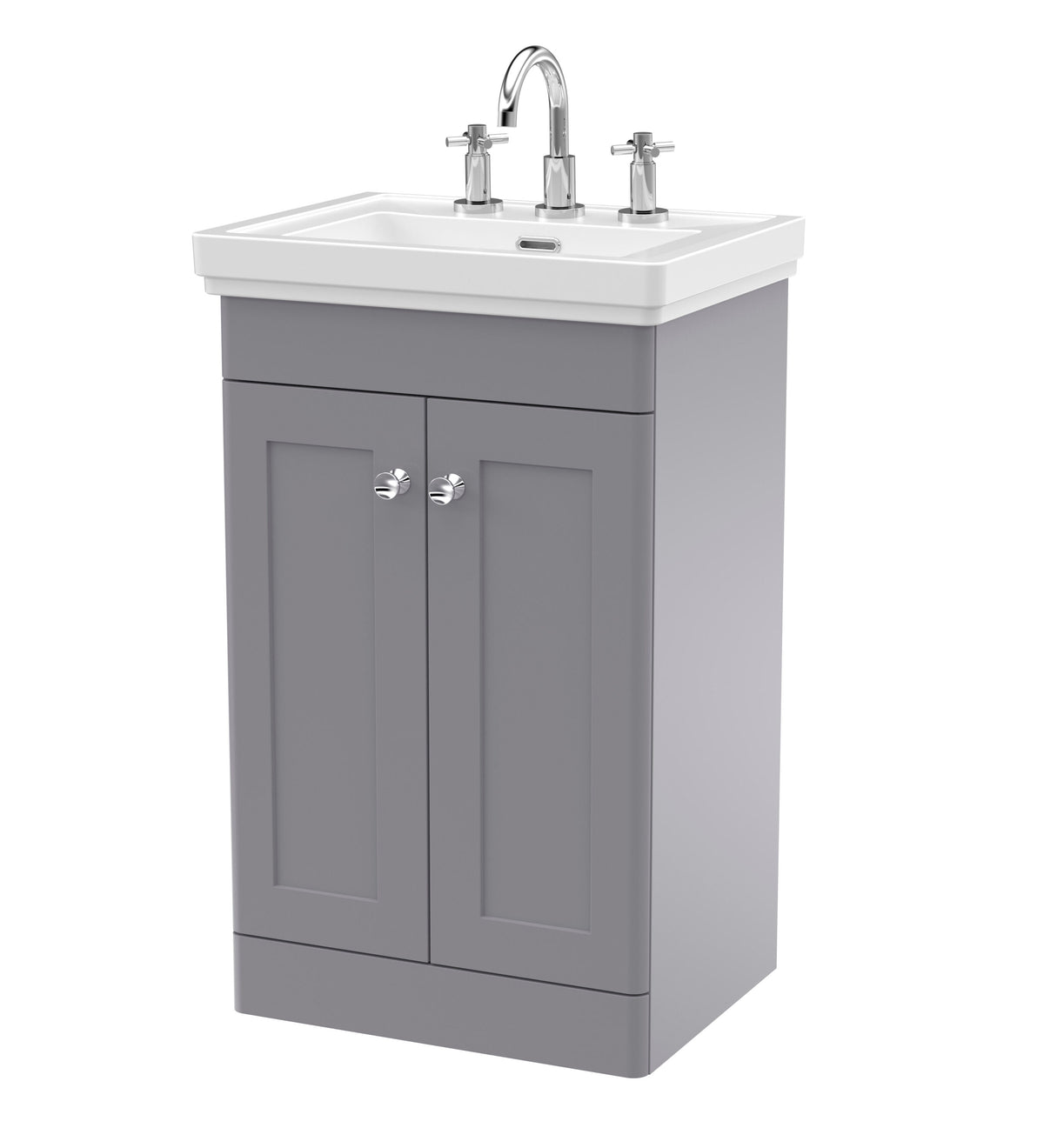 Nuie Classique 500mm 2 Door Floor Standing Vanity Unit With 3 Tap Hole Basin