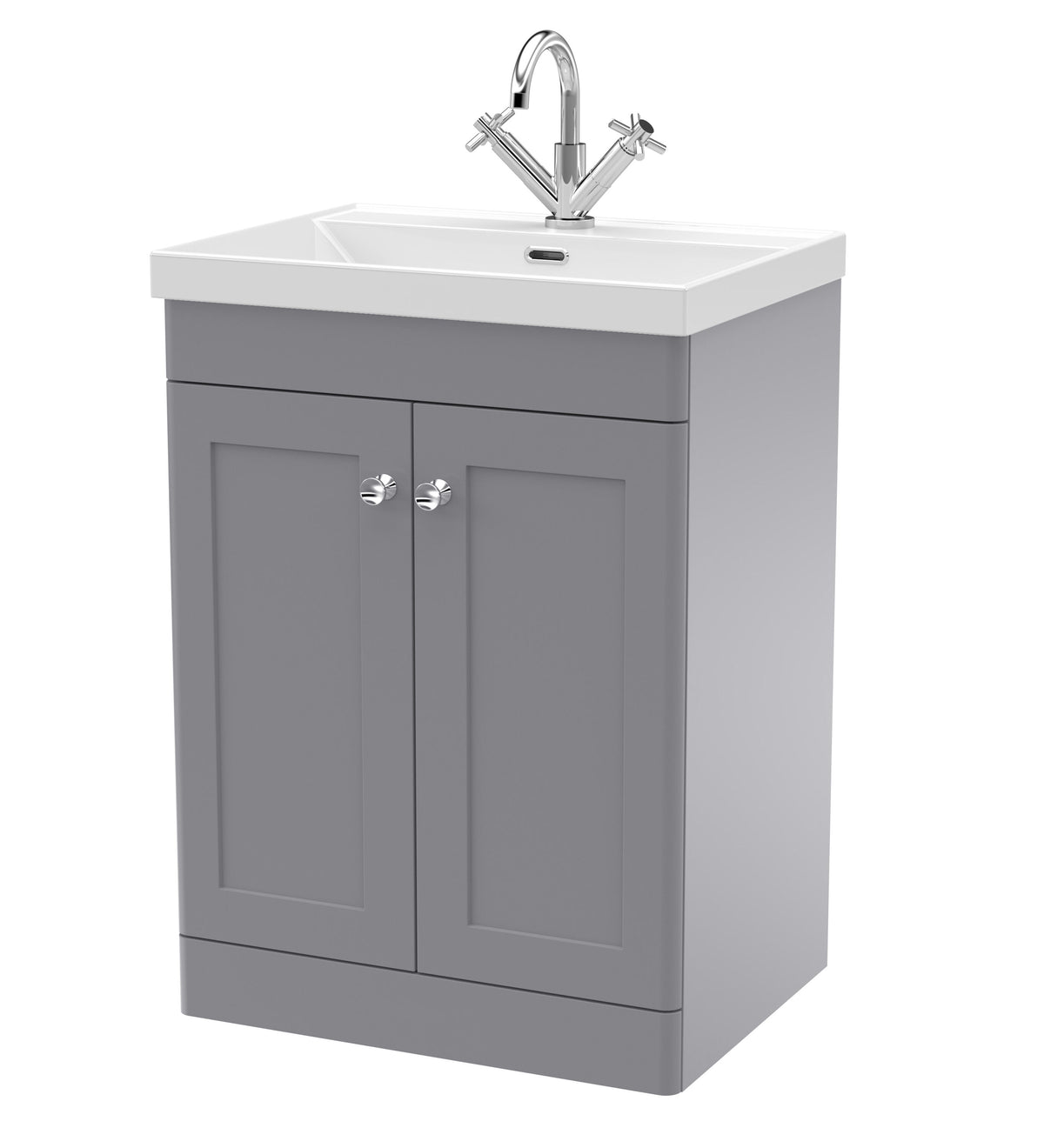 Nuie Classique 600mm 2 Door Floor Standing Vanity Unit With 1 Tap Hole Thin Edge Basin