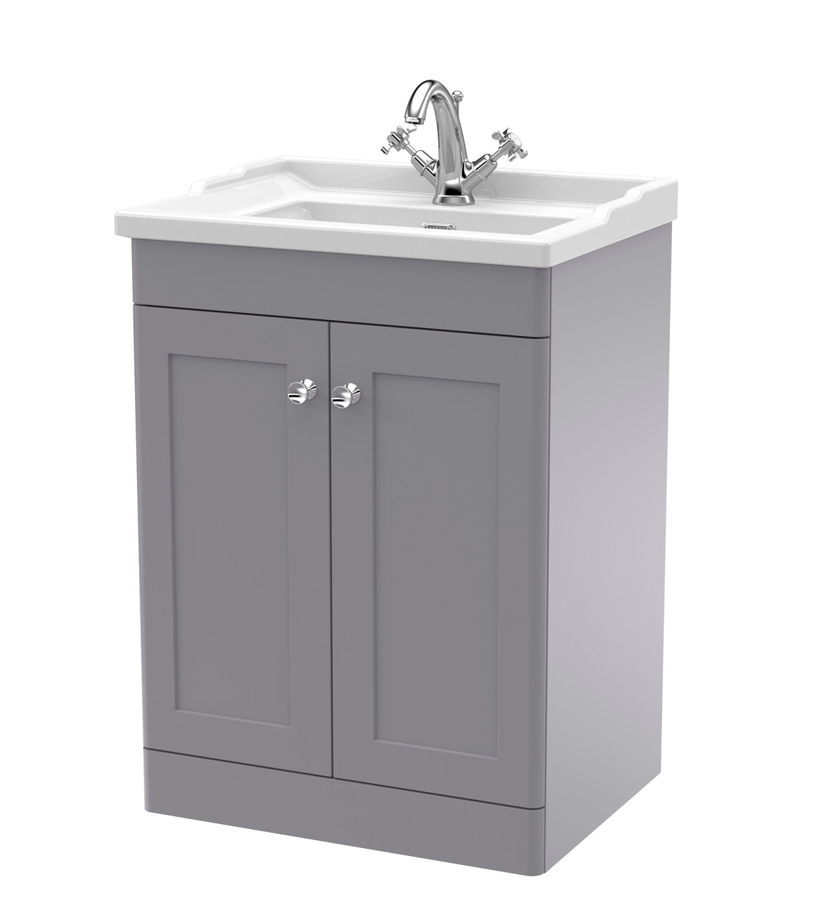 Nuie Classique 600mm 2 Door Floor Standing Vanity Unit With 1 Tap Hole Basin