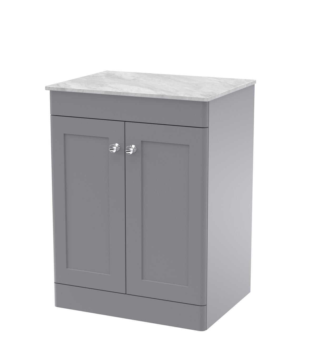 Nuie Classique 600mm 2 Door Floor Standing Vanity Unit With Grey Marble Worktop